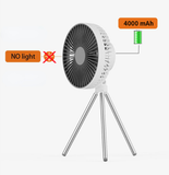 Portable Camping Fan Rechargeable Mini Fan USB Outdoor Camping Ceiling Fan With Led Light Tripod Stand Desktop Fan Gray/White