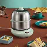 220V Mini 2 Layers Electric Egg Food Steamer 26mm Depth Frying Pan Stainless Steel Steamers Breakfast Maker