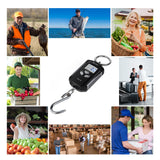 Digital Hanging Scale 200kg/ 440lb Crane Scale LCD Backlight Steel Hook Scales for Farm Fishing Hunting Food Market Outdoor Work