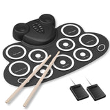 Portable Reel Electronic MIDI Drum Kit Kit 9 Pad Built-in Speaker for Indoor Electronic Music Practice