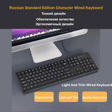 Wired Russian Keyboard Support Multimedia Computer Keyboard 108 Keys for PC Laptop Ergonomic Keyboard English/Russian for Office