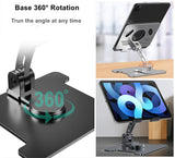 Base 360° Rotating Desktop Tablet Stand Multi-angle Adjustable Cell Phone Holder iPad Stand Aluminum Tablet Accessories