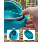 4pcs Silicone Folding Kettle Portable Field Camping Open Fire Coffee Tea Cassette Cooker Outdoor Camping Hiking Tableware Pot