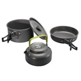 3pcs/set Of Outdoor Cookware Ultra Light Aluminum Alloy Camping Cookware Tableware Outdoor Teapot Picnic Tableware
