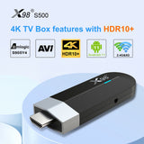 X98 S500 Android 11.0 Smart TV Stick UHD 4K Media Player Amlogic S905Y4 TV Dongle 4GB+32GB 2.4G/5G WiFi HDR10 H.265 VP9 Decoding