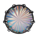 8"/ 10" Radiant Tambourine Handbell Hand Drum with Double Row Jingles Reflective Drum Head Percussion Instrument Toy