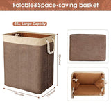 Laundry Basket with Handles 2 Pack, Collapsible Linen Laundry Hampers Built-in Lining with Detachable Brackets