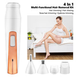 4 in 1 Women Electric Epilator Bikini Eyebrow Nose Lady Trimmer Facial Hair Removal Face Body Painless Female Shaver Depilator