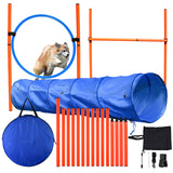 Dog Agility Equipment Set,Direction Training, Tunnel, Jump Ring, Jump Pole,Weave Pole, Pet Obstacle Course Training Equipment