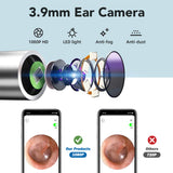 3.9mm Smart Wireless WIFI Visual Ear Pick 3 million HD Endoscope Otoscope LED Ear Wax Removal Tool Ear Scope Oral Inspection