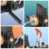 Woodworking Oblique Hole Punch Locator Pocket Hole Jig with Front-Mounted Clamp Drill Guide Tool Kit Aluminum Joinery DIY Tools