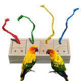 Bird Intelligence Toy Wooden Box Food Foraging Feeder Cage Feeding Toys Parrot Treat Training for Bird Parakeet