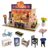 Japanese style snack bar DIY Wooden Doll House Miniaturas with Furniture  DIY House Home Dollhouse Toys for Children Christmas