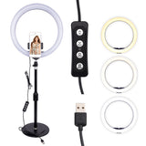 LED Ring Light With Phone Holder And Monopod LED Ring Ligh Dimmable 3 Light Modes Ring Lights For Live Streaming Photography