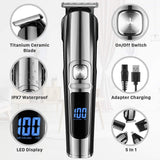5 In1 Mens Electric Hair Trimmer Rechargeable Waterproof Hair Clipper Portable Beard Shaver Shaving Machine Razor Nose Trimmer