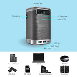 Mini Portable Projector DLP Video Movie Projector Home Theater 4500Lumens Touchpad/Remote Control Support Sync Screen