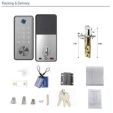 Smart Tuya Wifi Keyless Fingerprint Deadbolt Door Lock With Password IC Cards Mechanical Key APP Backup Unlock Way For Apartment