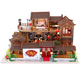 DIY Wooden Dollhouse Chinese Town Architecture Doll Houses Miniatures with Furniture Toys for Children Friend Birthday Gift