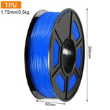 TPU Filament 1.75mm 0.5kg High Accuracy Flexible TPU 3D Printer Filament for Printing Keyrings Insoles Mobile Phone Cases