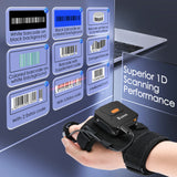 Eyoyo EY-027L 1D Bluetooth Barcode scanner Handed Wearable Glove Wireless Bar Code Reader Work With Tablet iPhone Android iOS PC