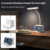 Desk Lamp With Wireless Charger, White Gooseneck Desktop Lamp, Study Lamps For Bedrooms -Desk Lights For Home Office