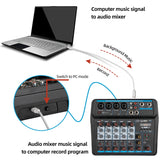 M-6 Portable Mini Mixer Audio DJ Console with Sound Card, USB, 48V Phantom Power for PC Recording Singing Webcast Party(US Plug)