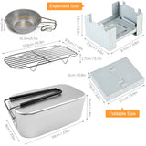 Mini Folding Camping Stove Lunch Box Steaming Rack Bowl Combo Set for Picnic Camping Hiking Fishing Mountaineering