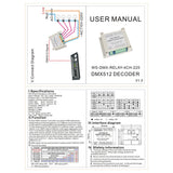 4-Channel 4-Way DMX512 Relay Switch DMX Relay Controller AC110-220V Input with Guide Rail Housing for Led Lamps