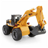 Huina 1530 1/18 RC Car 6ch Metal Excavator Remote Control Excavator Toy With Charging Battery RC Truck Toys Kids Christmas Gift