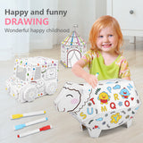 Kids Doodle Drawing Model Kids Creative Toy with Candy Car Appearance Shape Cute Cartoon Pattern Color Markers Education Toys