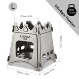 Lixada Outdoor Compact Folding Titanium Wood Stove Portable Ultralight for Camping Cooking Picnic Travel with Mini Alcohol Stove