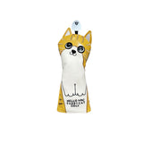 Golf Club Cover Cute Crooked Cat Golf Wood Cover PU Leather Waterproof Soft Comfortable for Driver Fairway Hybrid Wood Covers