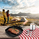 Outdoor Camping Cookware Frying Pan Grilling Pan with Folding Handle, Cooking Kitchenware for Outdoor Hiking and Picnic