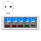USB Multi-Port Charger HD LCD Intelligent Digital Display Compatible With Various Electronic Devices 65W (EU Plug)