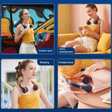 Portable Neck Fan Pulse Massager Hands Free Personal Bladeless Fans USB Rechargeable Neck Hang Fan Wearable Neck Massage Fan