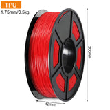 TPU Filament 1.75mm 0.5kg High Accuracy Flexible TPU 3D Printer Filament for Printing Keyrings Insoles Mobile Phone Cases