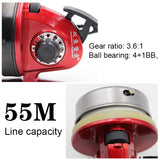 Fish Wheel Metal Speed Ratio 3.6:1 Line Capacity 55M  Fishing Reel Suit Slingshot Bow Shooting Fish Dart Fishing Outdoor