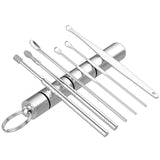 6 Pcs/Set Stainless Steel Spiral Ear Pick Spoon Ear Wax Removal Cleaner Multifunction Portable Ear Pick Ear Care Beauty Tools