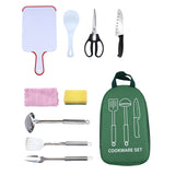 Stainless Steel Picnic Tableware Flatware Outdoor Picnic Campping Cookware Set 8PCS Fork Knife Utensil Scissors Spoon Set