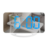 LED Mirror Clock Mini Digital Alarm Clock Table Clock with Snooze Function 3 Adjustable Brightness Auto-Adapt Backlight