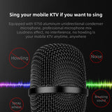 Wireless Microphone Dual Speaker Condenser Bluetooth Karaoke Speaker Microphone for Karaoke/Singing/Church/Speech Black
