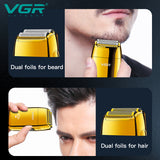 VGR barber rechargeable hair shaver for men finishing electric shaver beard razor bald head shaving machine with extra mesh