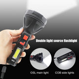 USB Rechargeable Portable LED Flashlight Powerful Waterproof Torch Searchlight for Outdoor Mountaineering Hiking Camping Tool