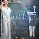 UV-Sterilizer Toothbrush Holder,Automatic Toothpaste Squeezers Dispenser for Toilet,Bathroom Accessories
