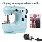 INNE Mini Sewing Machine Manual Portable Needlework Electric Household With Night Light Foot Pedal Table Two Thread Kit Simple
