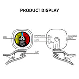 Rechargeable Guitar Tuner Clip on Tuner LCD for Chromatic Tuning Guitar Violin Ukulele Guitar Accessories WST-670