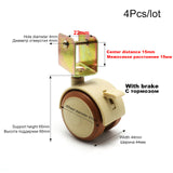 4Pcs 2'' Furniture Crib Swivel Casters Cabinet Clamp with Brake Wheels Nylon Furniture support leg for Chairs Baby Bed Trolley