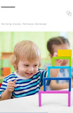 Rainbow Stacking Blocks Wooden Big Baby Balance Building Blocks Geometric Shape Variety Stacker Montessori Kid Educational Toy