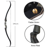 60 Inch Archery Bow Recurve Bow Wooden Handle Traditional Archery Fiberglass Limbs for Practice Outdoor Hunting Shooting Sports