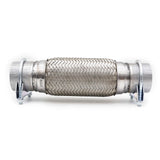 2.5" x8" x12" Stainless Steel Car Exhaust Flex Pipe Bellows Double Braid Connector Ripple Sliver With Bracket